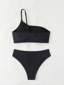 New Fashion Women Sexy Black & White Floral Print Halter Backless 2-Piece Bikini Swimwear, Perfect For Beach Holiday, Summer