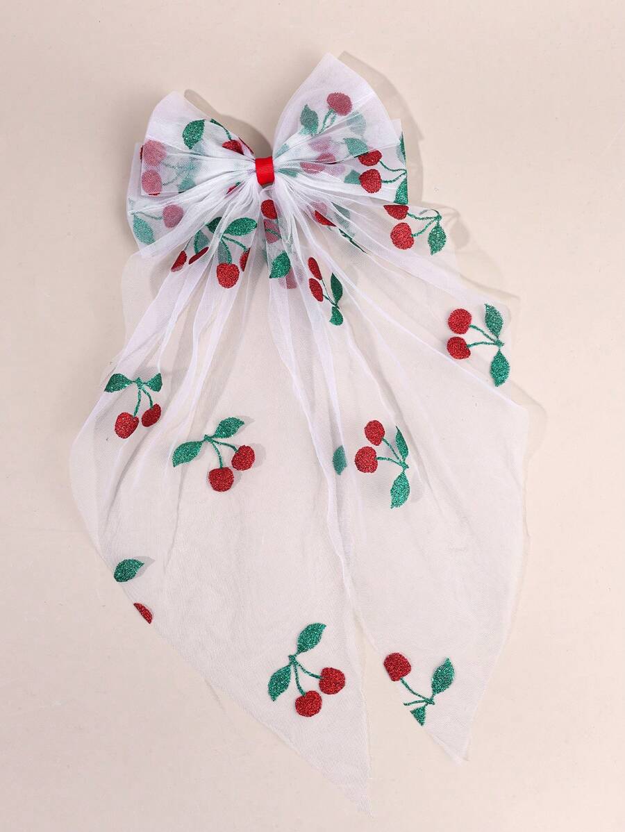 1 件圣帕特里克节女孩绿色蝴蝶结发夹，薄纱 Oxalis Corniculata L. 印花儿童蝴蝶结发夹，大号发饰，适合女孩最好的朋友礼物