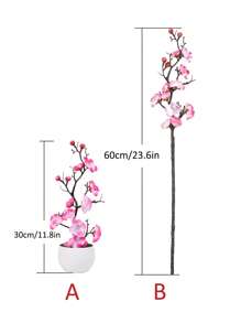 1 set Flor de durazno artificial con botella, flor artificial de durazno de estilo chino, planta floral primaveral simulada para decoración interior y exterior, decoración de escritorio hogar - Rosa - Ver 3