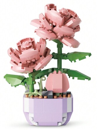 Juguete de bloques de construcción de flores de rosa 3D, juguete educativo de rompecabezas, regalo de regreso a la escuela para compañeros de clase, decoración de planta de flores preservadas realistas, suministros de manualidades de girasol, arreglo floral 3D creativo, mejor combinación de