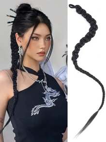 30 英寸编织直发和卷发马尾辫接发，配有柔软合成发带，适合日常使用