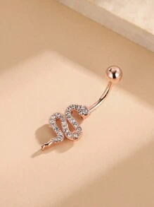 1 pieza Anillo de ombligo de acero inoxidable con zirconia con forma de serpiente sexy y de moda, joyería para el piercing del ombligo de mujeres