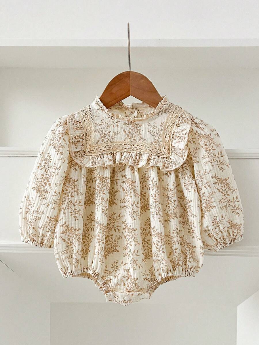 New Baby Ditsy Floral Long Sleeve Bodysuit For Spring & Autumn