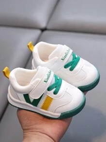 1 双儿童休闲鞋，软皮拼色设计橡胶鞋底防滑幼儿运动鞋，适合户外活动，春秋季