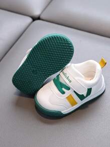 1 双儿童休闲鞋，软皮拼色设计橡胶鞋底防滑幼儿运动鞋，适合户外活动，春秋季