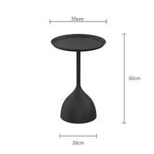 Round Drink Table Small Side Table, Modern End Table Black Weighted Base Pedestal Table For Living Room Bedroom Small Spaces - Black - View 2