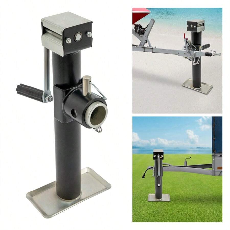 Quiltern "10-Inch 1T Jack - 1000lb Trailer Jack, Hand Crank RV Accessory, Flat Support Leg, Manual Jack 1000lb" - Silver - View 1