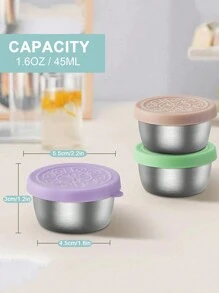 4Pcs Salad Dressing To Go Containers, 1.6 Oz Small Stainless Steel Sauce Cups With Leakproof Silicone Lids, Reusable Condiment Containers, Small Sauce Container Sets For Lunch Boxes, Picnics And Travel - Multicolor - View 3