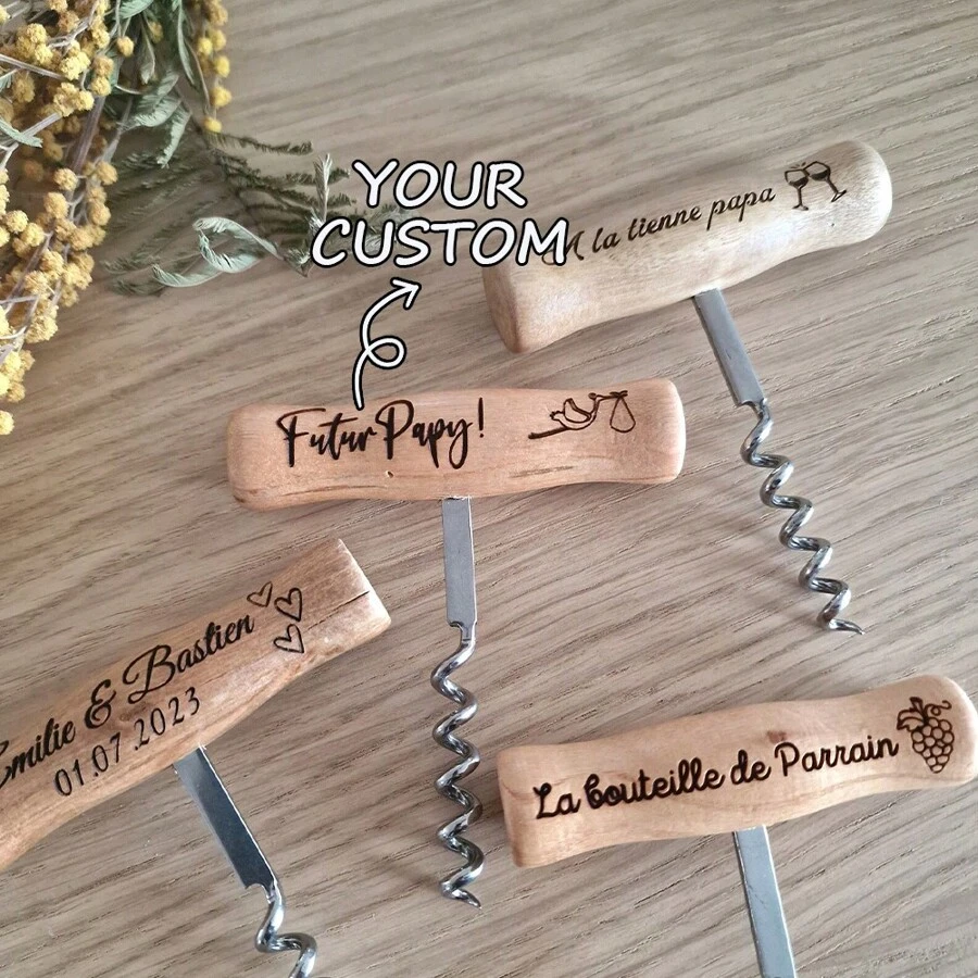 Personalized Custom Engraved Wooden Bottle Opener, Multifunctional Reusable Decor Bar Tool, Stylish High-Quality Colorful Keepsake, Unique Gift For Father's Day, Birthday, Party & Brunch, Perfect Home Decoration Souvenir - Multicolor - View 1
