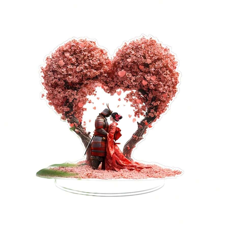 Adornos de escritorio para San Valentín, figuras románticas de pareja, adornos acrílicos planos para el hogar. - Rosa Pálido - Ver 1