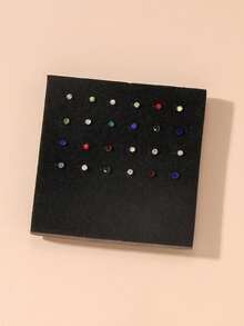 24入組不銹鋼水鑽鼻針基礎款,日常佩戴 - 彩色 - 查看 8