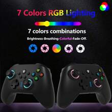 YUYIU 2.4G Wireless PC Controller With RGB Lighting/Programming Keys/Hall Joysticks/Hall Triggers/Vibrations,Three-Mode Switch Controller,Plug And Play Work For Windows PC, Android, Switch, Steam,TV - Bright Black - 查看 4