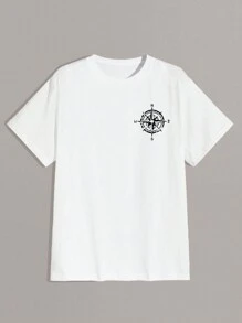 Camiseta casual de manga corta y cuello redondo con estampado de águila para hombre en verano