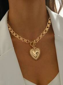 1 chiếc dây chuyền mặt dây chuyền hình trái tim tối giản, dây chuyền vàng nặng thủ công, trang sức cao cấp thời trang dành cho nữ, quà tặng cho bạn bè. - Nhiều màu - Xem 2