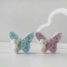 1 pieza Molde de silicona con ángeles, flores y mariposas perforadas