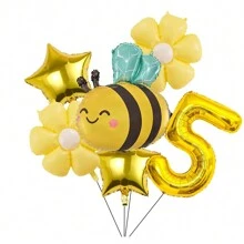 Insect Shaped Bee Balloon, Bee Daisy 18-Inch, Gold Star 32-Inch Aluminum Foil Balloon Set, Suitable For Birthday, Party, Decoration