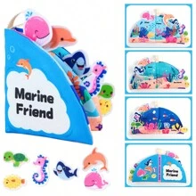 Libro de tela resistente a los desgarros como juguete educativo para bebés - Con papel crepitante, impermeable, libro de tela 3D, libro de rasgado silencioso, juguete educativo e intelectual de libro de tela suave - Multicolor - Ver 8