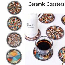 Ceramic Coaster Anti-Slip Heat Insulation Absorbent Soft Cork Ceramic Mosaic Tea Cup Mat