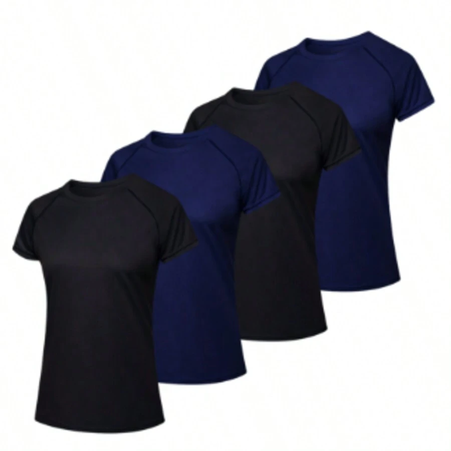 Kit 4 Basic Dry Fit Women's T-Shirts Gym Workout Blouse