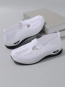 Women's Spring Casual Sneakers, Comfortable Breathable Lightweight Slip-On Soft Flat Shoes