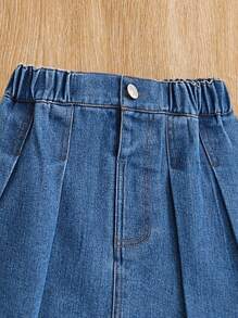 Tween Girls Butterfly Print Short Sleeve Top And Denim Skirt Set - White - View 6