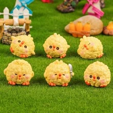 Microclima en miniatura de musgo, bola mullida, pequeña decoración de pollo de escritorio, accesorios DIY creativos, resina