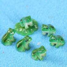 10pcs Resin Mini Green Frog Statue, Animal Model, Fairy Garden Miniature Moss Landscape DIY Glass Container Craft Decor Accessories