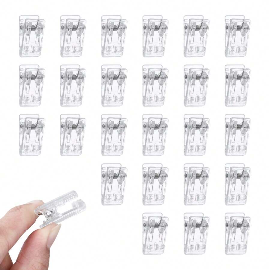Adjustable Clear Clips - Multipurpose Plastic Data File Fixers, Convenient For Storage, Compact & Durable, Reusable Paper Clips (10/20/60/100pcs),Back To School,School Supplies