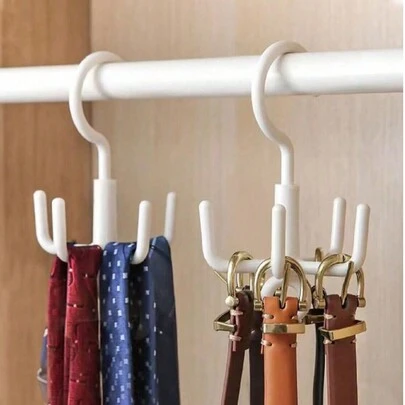 1PC Wardrobe Punch Free Hook, Yes, Belt, Scarf Storage Rotary Four Claw Hook, Household Multifunctional Clothing Hat Hook, Bag Tie Storage Hanger, Gender Reveal Party, Perfect For Birthdays, Weddings, Parties, The Perfect Gift For Colleagues, Friends, And Family, Back To School