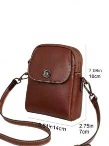 Women's All-Match Vertical Mobile Phone Bag Crossbody PU Leather Shoulder Bag Clutch Bag Retro Messenger Bag - Cà phê nâu - Xem 6