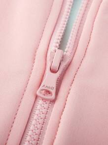 Annil 男童和女童夏季弹力面料防晒长袖游泳浮潜儿童泳衣粉色 - 粉色 - 查看 8