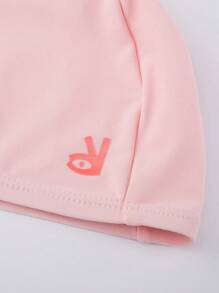 Annil 男童和女童夏季弹力面料防晒长袖游泳浮潜儿童泳衣粉色 - 粉色 - 查看 6