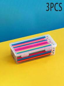 1 pièce/3 pièces/5 pièces Étui à crayons transparent grande capacité - Boîte de rangement en plastique à couvercle articulé, adaptée pour les fournitures scolaires et de bureau, organisation de bureau