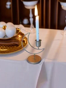 1个金属新月形烛台，适合开斋节烛台，可放置于客厅、书房、卧室和餐桌上，家居装饰，斋月装饰（黑色、金色） - 彩色 - 查看 8