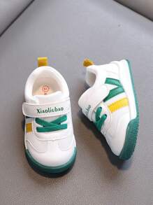 1 双儿童休闲鞋，软皮拼色设计橡胶鞋底防滑幼儿运动鞋，适合户外活动，春秋季