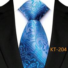 GOADAFOO 奢华 8CM 男士领带皇家蓝色纯色条纹佩斯利领带男士新郎提花编织领带适合商务婚礼派对