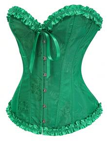 Women Intarsia Lace-Up Back Support Corset Top, Suitable For New Year Party, Valentine's Day, Holiday, Graduation Events - Multicolor - View 2