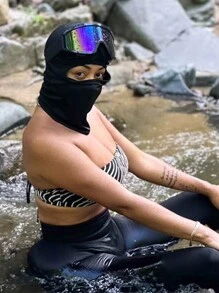 POLASUP 3 In 1 Set - Large Size Ski Goggles With Eye Cover, All-Inclusive Women Fashion Decorative Soft Rubber Ski Goggles, Anti-Fog, Anti-Sand Goggles For ATV, Karting, Hiking, Skydiving, Adjustable Strap Easy Comfort Casual Outfits Outdoor Cycling Glasses For Summer Beach Vacation, Outdoor, Travel Skiing Snow Windproof - Multicolor - View 8