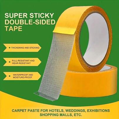 超强双面胶带，0.78 英寸 X 66 英尺 - 防水，高粘合力，带玻璃纤维网，适用于墙壁和玻璃，易于使用透明胶带双面胶带玻璃胶重型透明防水