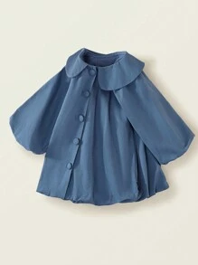 1 pièce Robe fleurie ample à col évasé bleue, Printemps
