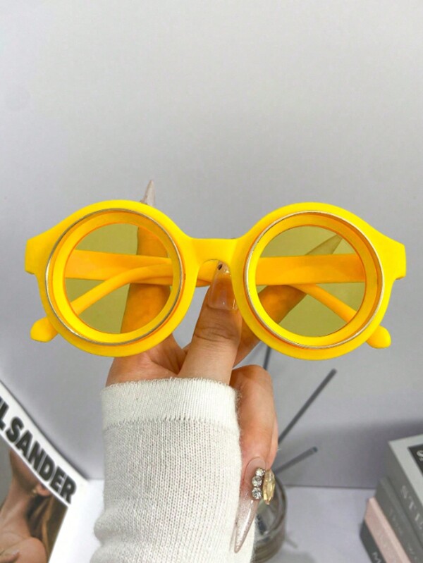 Piezas de 4/3/1 del nuevo marco redondo retro personalizado 2025, gafas de metal de gran tamaño con doble aro para mujeres, gafas de fiesta al aire libre, hip-hop, pareja, divertidas y de uso diario a la moda, un regalo perfecto para ella en el Día de San Valentín o feriados