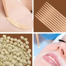 Paleta desechable para depilación, herramienta de tratamiento de eliminación de vello - depresor lingual suave para depilación facial, de cejas y corporal - espátula de madera pequeña, fácil de aplicar, productos y accesorios para el cabello para salón de belleza, artículos esenciales de viaje