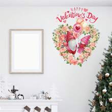 Pegatinas de pared para el Día de San Valentín: lindas calcomanías de pared con globos y coronas de gnomos para decorar el hogar. - Multicolor - Ver 6
