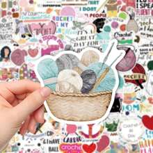 100pcs Colorful Crochet Handmade Stickers, Vinyl Aesthetic Decals, DIY Creative Stickers, Rich Colors, Suitable For Cars, Motorcycles, Skateboards, Helmets, Bicycles, Computers, IPads, Great Choice For Decoration And Gifts,Stickers,Crochet,Car Stickers,Granny Square,Helmet Stickers,Woobles