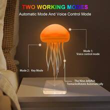 2025 Upgraded Silent Jellyfish Lamp, Jelly Fish Light Lamp With Dancing Legs, Voice Control Jellyfish Night Light, Jellyfish Bedside Lamp For Bedrooms, Living Room And Christmas Gifts (Hanging+Base)