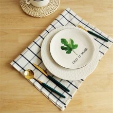 3 pièces Torchon de cuisine en tissu bleu méditerranéen, essuie-tout, nappe de fond alimentaire