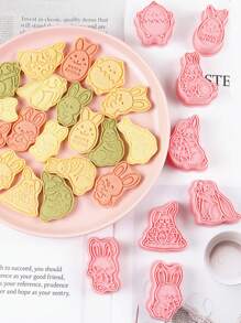 9pcs Easter Jam Cookie Mold Set, 3D Plastic DIY Embossed Baking Mold For Cookies Easter Easter Decorations Easter Decor Easter Giftseaster Mold