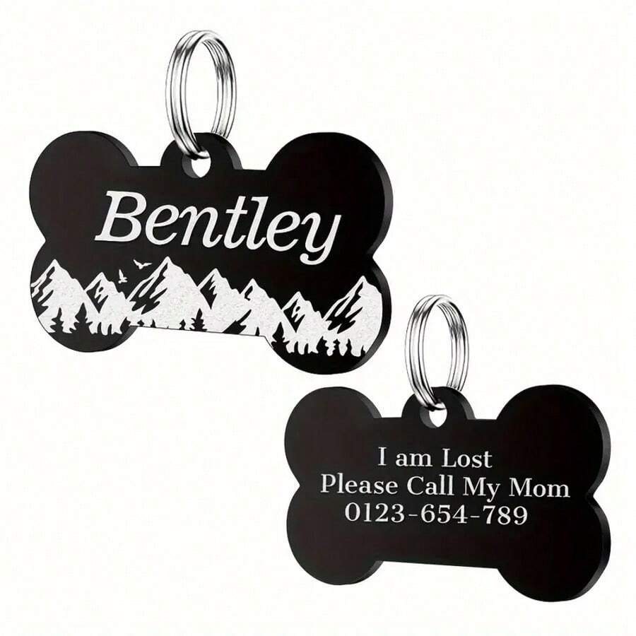 Customized Engraved Stainless Steel Pet Tag Dual Side For Name, Address And Phone Number