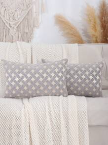 1入組雪尼爾幾何樣式提花枕套 - 灰色 - 查看 13