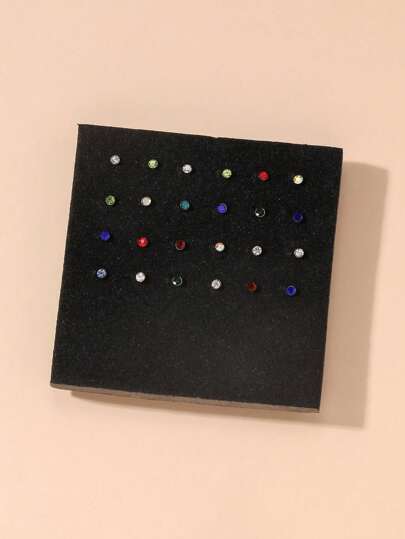 24 قطعة مطلي بالكريستال من الفولاذ المقاوم للصدأ ثقب الأنف الأساسي للاستخدام اليومي